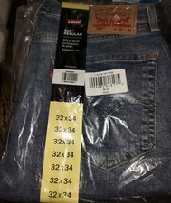 New Levi’s Mens boys 505 Straight Leg Jeans Blue Regular Fit Stretch 30 x 34 NWT