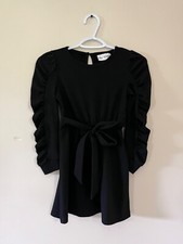 Rare Editions Girls Size 7 Black Long Sleeve Dress Tie Formal