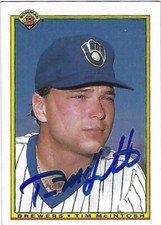 Autographed/Signed 1990 Bowman #394 Tim McIntosh Milwaukee Brewers