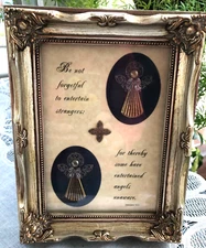 KAT'S CREATIONS  - SILVER WOOD FRAMED ART PRINT - ANGELS UNAWARE