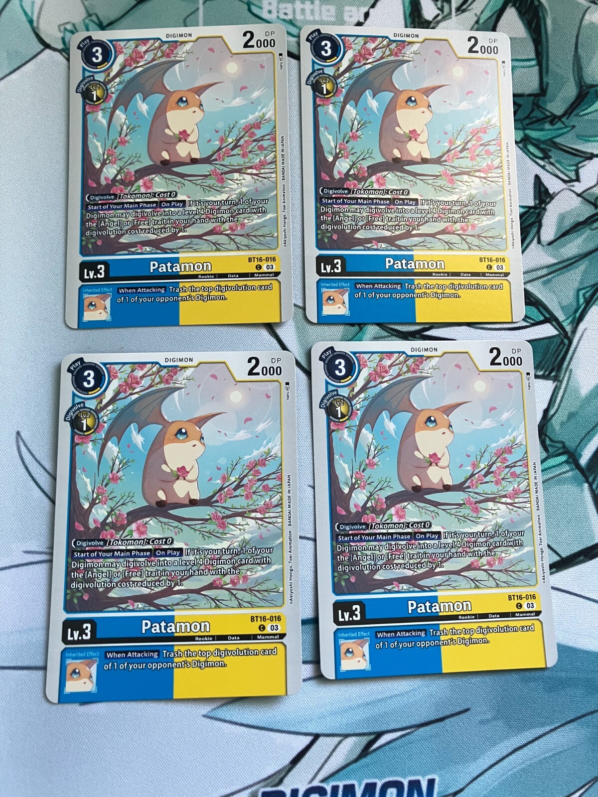 4x Patamon BT16-016 C (Playset) Digimon CCG | Beginning Observer NM