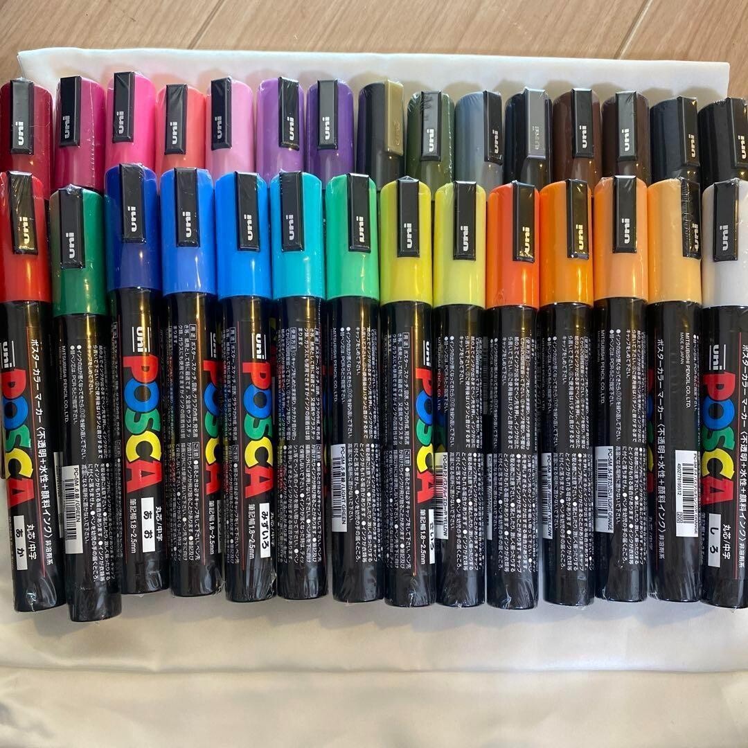 Posca Set of 29 colors Acrylic Paint Pens with Reversible Medium