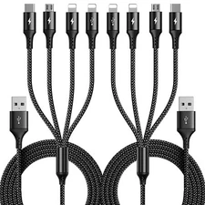 Long Multi USB Charging Cable 2-Pack 10FT 4-in-1 Fast Charger Cord Braided