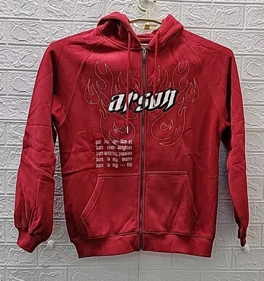New Private Paradise Co. Arson 2 Sided Logo Full Zip Hoodie Red Size Medium