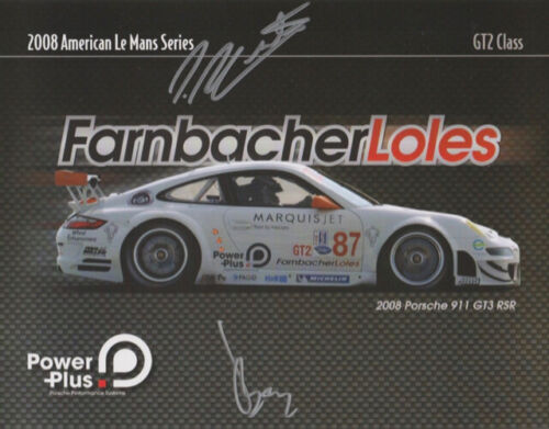 2008 Farnbacher-Loles Motorsport Porsche 997 GT2 signiert IMSA ALMS B/B Heldenkarte - Bild 1 von 1