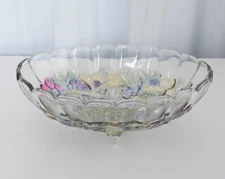 Vintage Indiana Glass Multi-Color Oval Glass Fruit Serving Bowl