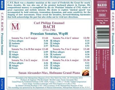 SUSAN ALEXANDER-MAX C.P.E. BACH: PRUSSIAN SONATAS NEW CD