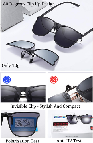 Clip on Sunglasses Polarized Unisex Large Lightweight for Prescription Glasses - Picture 6 of 12
