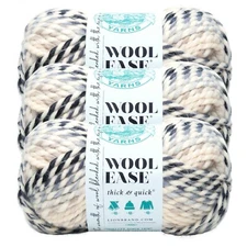 (3 Pack) Lion Brand Yarn 640-609A Wool-Ease Thick & Quick Bulky Yarn, Moonlight