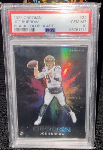2023 Panini Obsidian Football Black COLOR BLAST #22  JOE BURROW {PSA GEM MT 10}