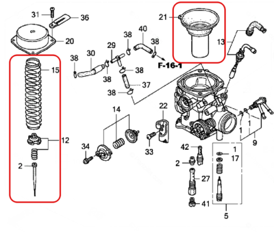 Carburetor Diaphragm Vacuum Piston Spring Needle Set For Honda