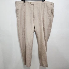 Oak Hill Linen Blend Dress Pants Beige Straight Leg Mens Size W48 x L32