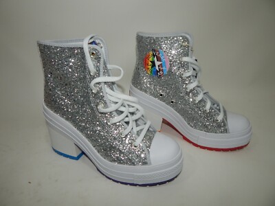 NIB Converse Chuck 70 De Luxe Heel Platform Boots Silver  display picture 3