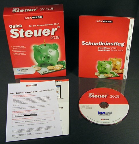 Lexware QuickSteuer 2018 version complète boîte, CD, manuel (PDF) année fiscale 2017 NEUF - Photo 2/10