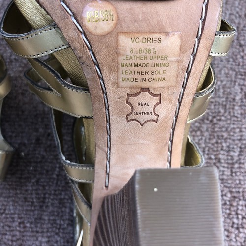 Vince Camuto Leather metallic gold heeled strappy sandals Womens 8.5 - Picture 6 of 9