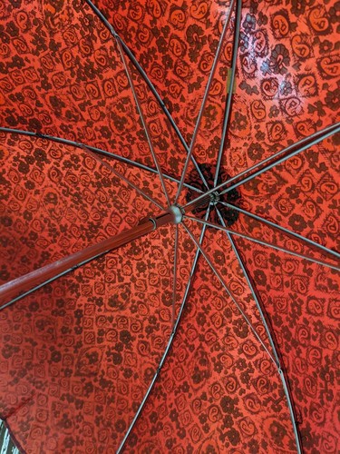 Vintage Red Umbrella With Flowers And Paisley - Picture 6 of 7