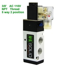 U.S. Solid Pneumatic Solenoid Valve 5 Way 2 Position 3/8 in AC 110V Junction Box