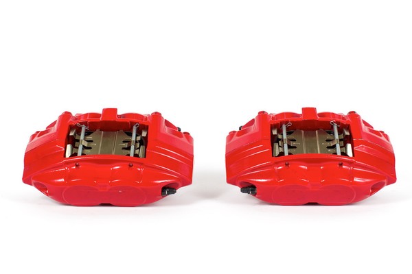 4 CCK02406 Quiet Low Dust Ceramic Brake Pads REAR Performance Red Powder Coated Remanufactured Calipers + 2