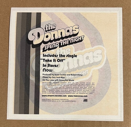 The Donnas - Spend the Night RARE Promo Bügelbild Transfer '02 - Bild 1 von 2