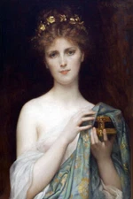 PANDORA MYTHOLOGY WOMAN AND FORBIDDEN BOX PAINTING BY ALEXANDRE CABANEL REPRO 