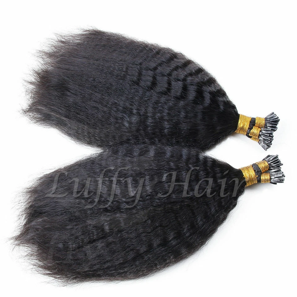 Extensión de cabello humano rizado con punta en I preunida queratina fusión cabello 100 un. Foto 2 de 4