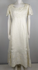 Vintage 50s 60s Women's Wedding Dress Ivory Short Sleeve Fit  Flare Lace Trim