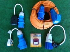 25m STD DUTY MAINS HOOKUP LEAD + ACCESSORY KIT CARAVAN MOTORHOME EHU HOOK UP