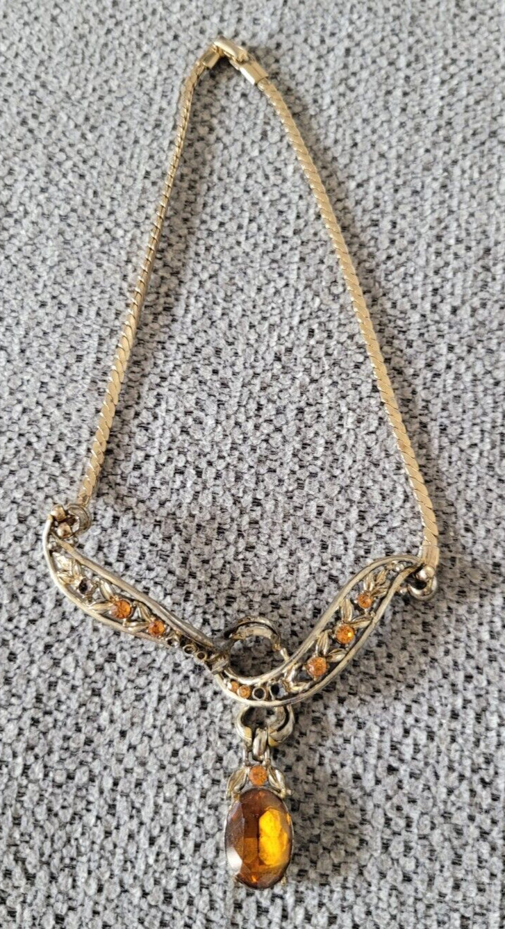 Vintage Corocraft Choker Necklace RARE Gold Tone Chok… Gem