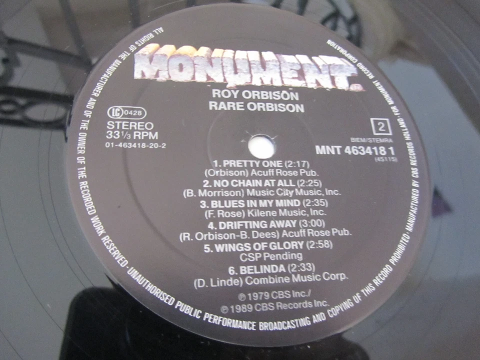 LP vinyle 33t . Roy Orbison – Rare Orbison (1989) compilation - Photo 4/4