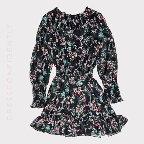 350 $ Misa Los Angeles Marin Lexie Langarm-Minikleid, verzaubertes Paisley, XS - Bild 13 von 17