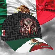 Personalized Mexico Eagle Cap, Aztec Style Hat with Flag, Gift for Mexican Pride