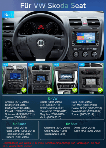 Android 14 Autoradio Carplay GPS Navi Kam Für VW GOLF 5 6 Touran Tiguan Polo EOS - Bild 4 von 14