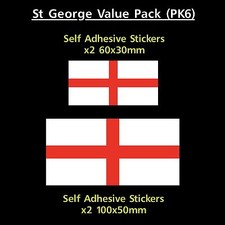 St George England Flag Sticker Decals - Value Pack! - GB, Van, Car, Truck 