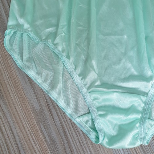 Vintage Slippery Nylon Panty Double Gusset Silky Green Brief Sz. 9-10 Hip 40-50" - Picture 3 of 15