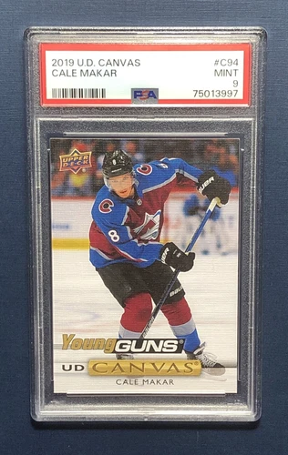 CALE MAKAR YOUNG GUNS CANVAS PSA 9🔥2019-20 Upper Deck Series 1🔥Avalanche STUD