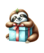 Sloth Christmas Wall Decal Sticker 18X18cm Large
