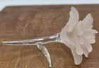Clear & White Art Glass Flower Figurine Sculpture, Floral Pattern 4in x 2in — photo 5