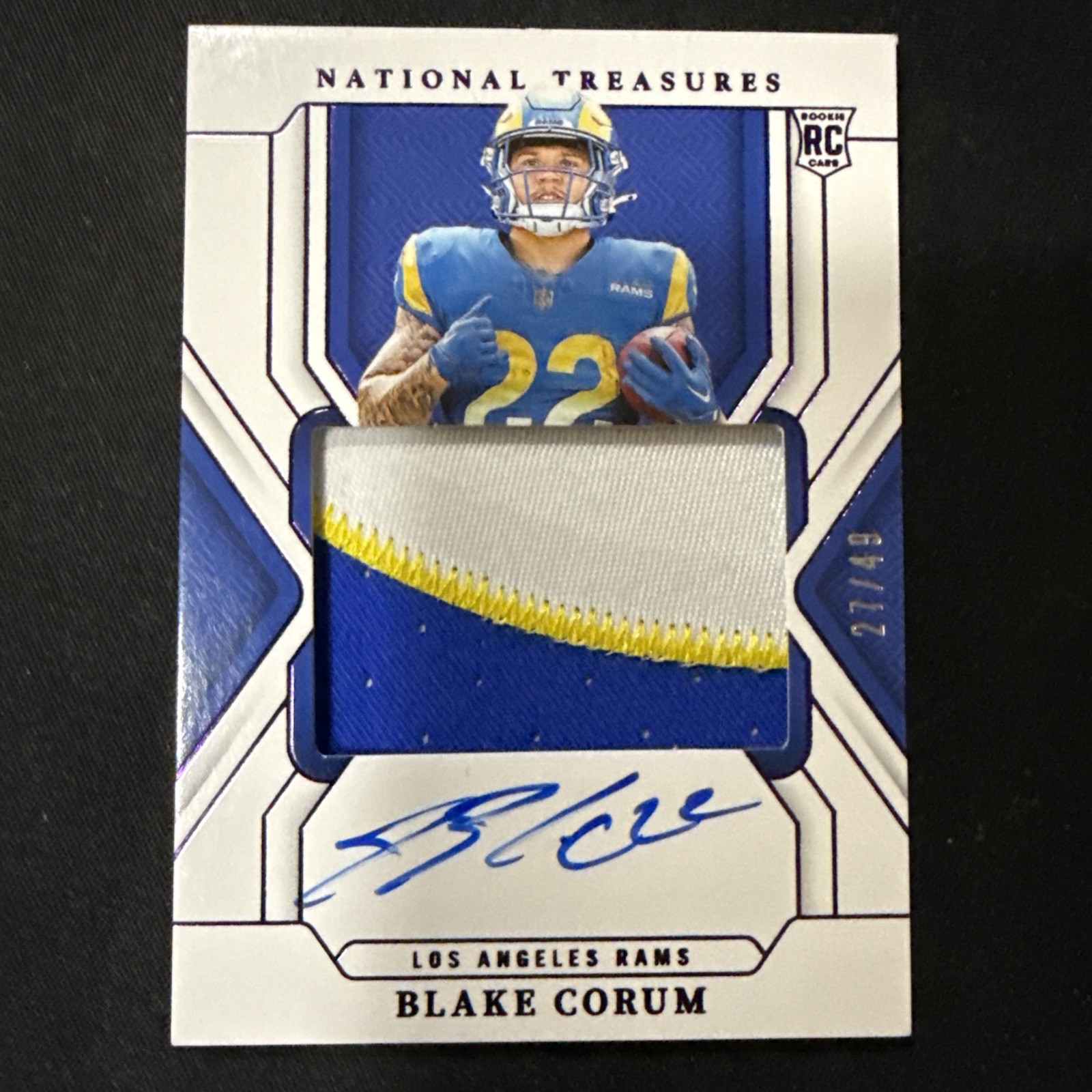Blake Corum Panini National Treasures #167 Patch Autograph-Purple