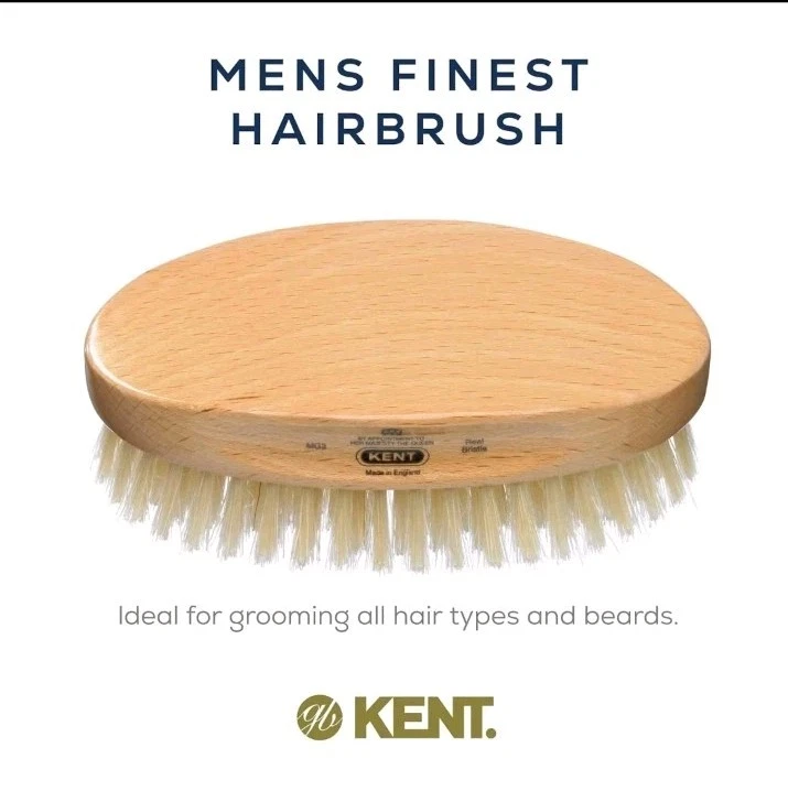 ¡El mejor cepillo de pelo militar de cerdas de jabalí blanco Kent MG3 para hombre! Foto 3 de 4