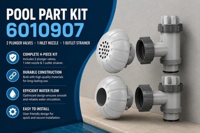Pool Part Kit 6010907 Gray 2 Plunger Valves 1 Inlet Nozzle 1 Outlet Strainer New