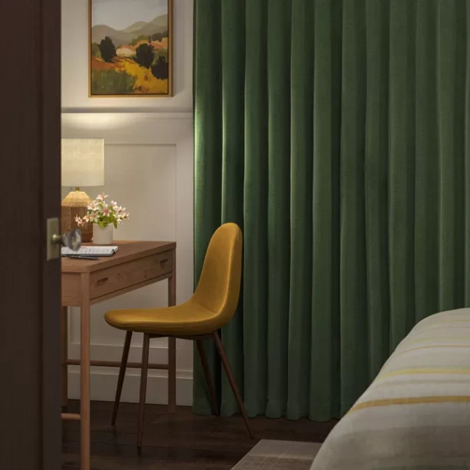 Blackout Velvet Window Curtain Panel Threshold Green 50" W x 63" L - Image 2 of 4