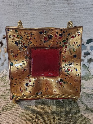 #ad Vintage Trinket Dish In Murano Glass Italy $28.00