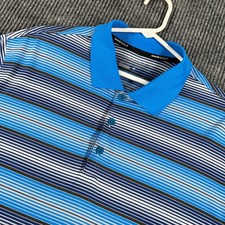 Nike Golf Tour Performance Polo Shirt Mens Large Blue Striped Short Sleeve