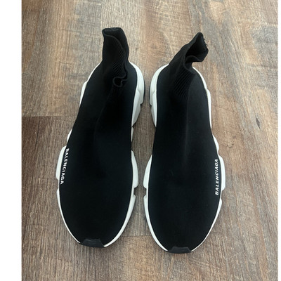 Balenciaga Speed Trainer Black White Men's High Top Knit Pull On Sneakers