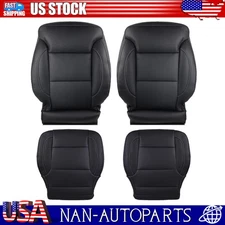 Driver Passenger Bottom Top Leather Seat Cover Blk For 15-19 Silverado 1500 2500