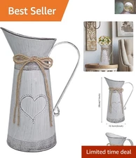 Vintage Style 11" Galvanized Jug Vase - Perfect for Rustic Home Aesthetics