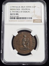 1790's Great Britain Anti-Slavery Token D&H-1039A NGC AU53 Brown (Z-1300)