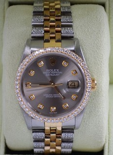 ROLEX 18KT & SS 16233 DATEJUST WATCH DIAMOND DIAL BEZEL & BRACELET L SERIAL