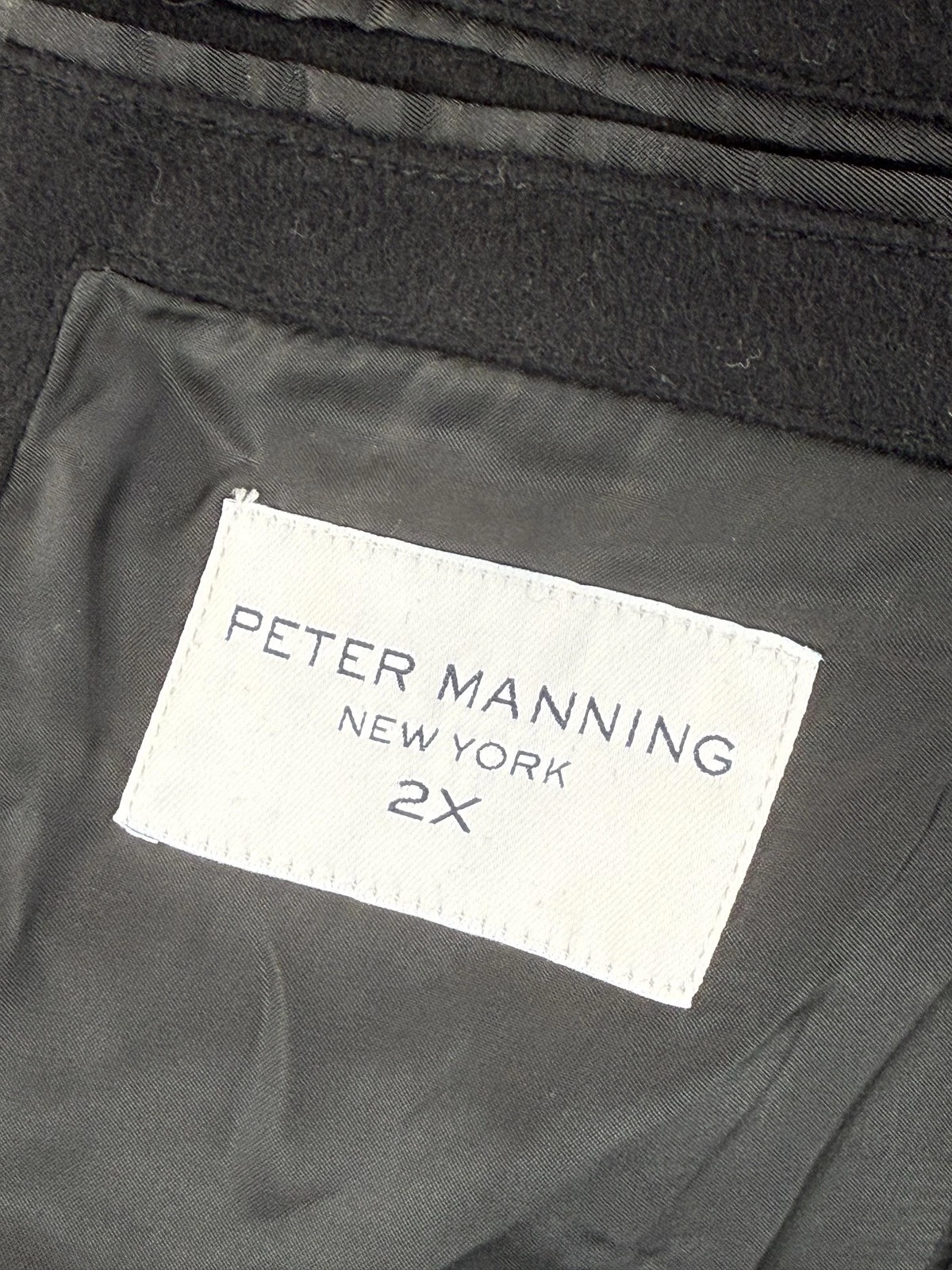 Peter Manning Coat Mens 2XL Black Wool Cashmere Overcoat Lined Classic image 3