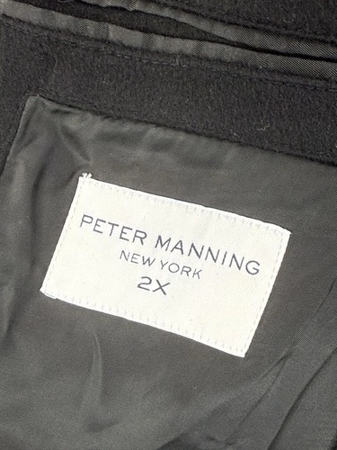 Peter Manning Coat Mens 2XL Black Wool Cashmere Overcoat Lined Classic image 3